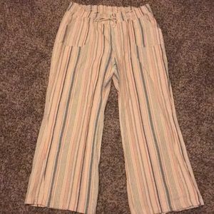 Stripped linen/cotton pants